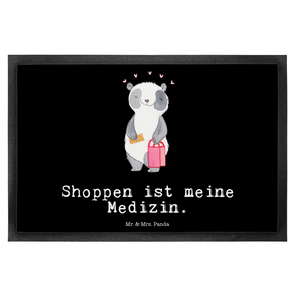 Fußmatte Panda Shopping Medizin Türvorleger, Schmutzmatte, Fußabtreter, Matte, Schmutzfänger, Fußabstreifer, Schmutzfangmatte, Türmatte, Motivfußmatte, Haustürmatte, Vorleger, Geschenk, Sport, Sportart, Hobby, Schenken, Danke, Dankeschön, Auszeichnung, Gewinn, Sportler, Shopping, shoppen, einkaufen
