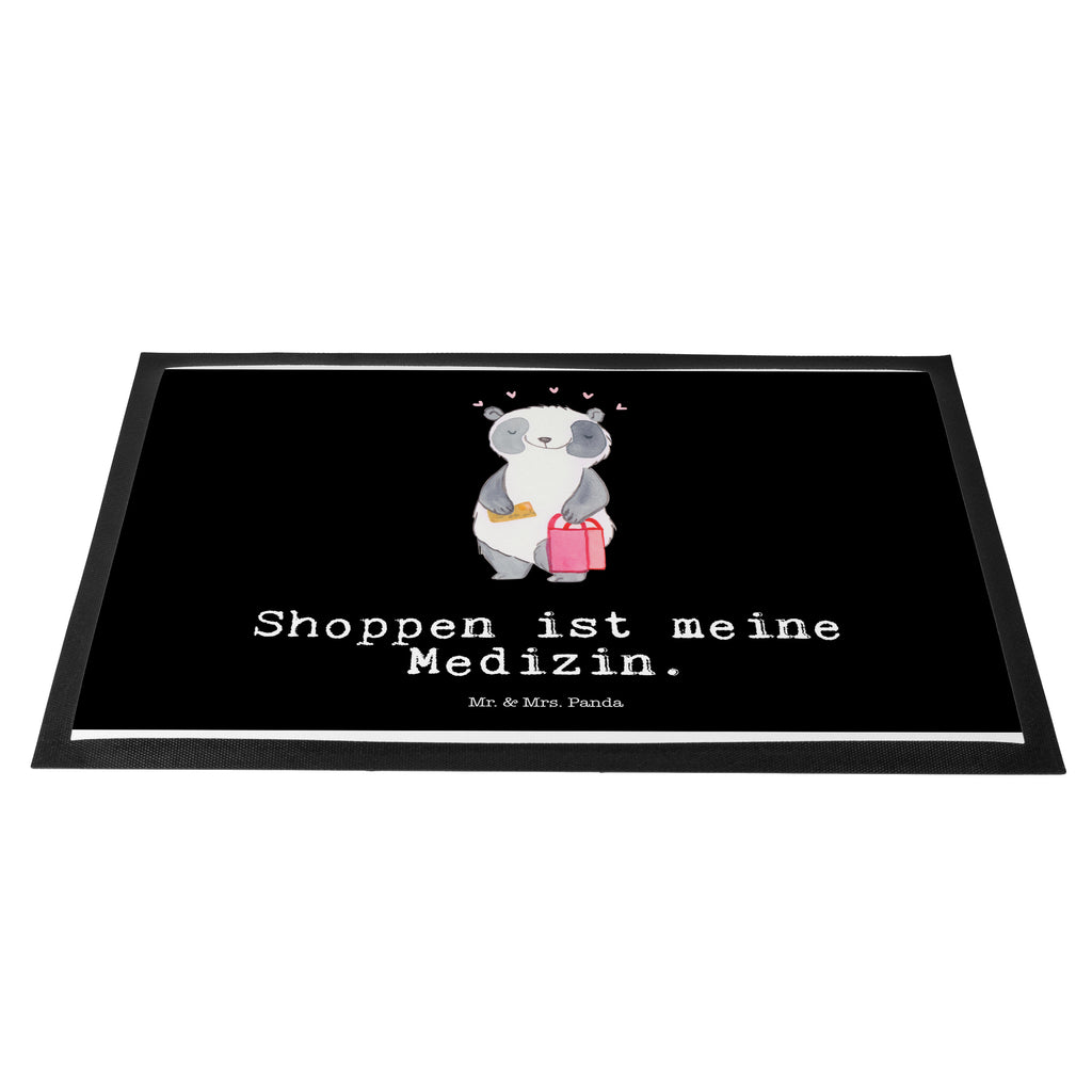 Fußmatte Panda Shopping Medizin Türvorleger, Schmutzmatte, Fußabtreter, Matte, Schmutzfänger, Fußabstreifer, Schmutzfangmatte, Türmatte, Motivfußmatte, Haustürmatte, Vorleger, Geschenk, Sport, Sportart, Hobby, Schenken, Danke, Dankeschön, Auszeichnung, Gewinn, Sportler, Shopping, shoppen, einkaufen