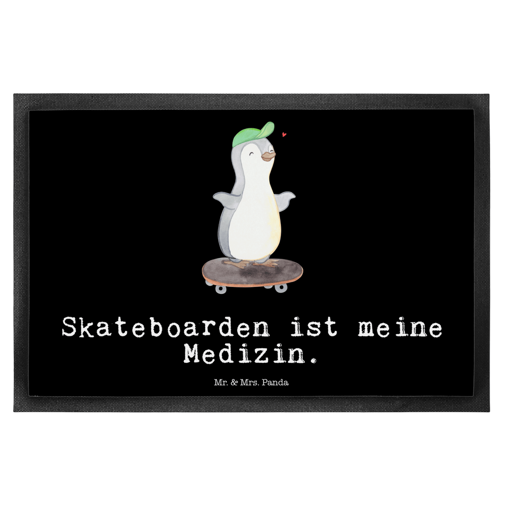 Fußmatte Pinguin Skateboarden Medizin Skateboarden, Skateboard fahren, Skaten, Skateboard, Skateplatz Türvorleger, Schmutzmatte, Fußabtreter, Matte, Schmutzfänger, Fußabstreifer, Schmutzfangmatte, Türmatte, Motivfußmatte,  Haustürmatte, Vorleger  Geschenk, Sport, Sportart, Hobby, Schenken, Danke, Dankeschön, Auszeichnung, Gewinn, Sportler