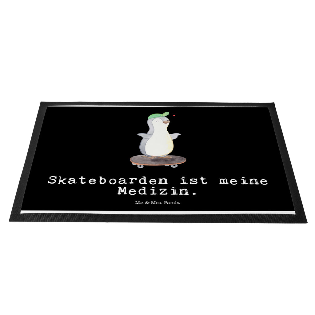 Fußmatte Pinguin Skateboarden Medizin Skateboarden, Skateboard fahren, Skaten, Skateboard, Skateplatz Türvorleger, Schmutzmatte, Fußabtreter, Matte, Schmutzfänger, Fußabstreifer, Schmutzfangmatte, Türmatte, Motivfußmatte,  Haustürmatte, Vorleger  Geschenk, Sport, Sportart, Hobby, Schenken, Danke, Dankeschön, Auszeichnung, Gewinn, Sportler