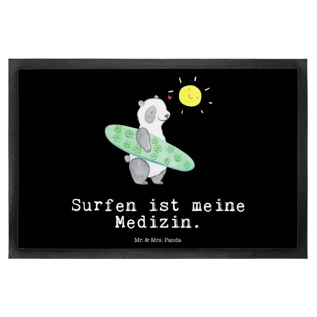 Fußmatte Panda Surfen Medizin Wellenreiten, Surfen, Surfschule, Surfen Erholung Türvorleger, Schmutzmatte, Fußabtreter, Matte, Schmutzfänger, Fußabstreifer, Schmutzfangmatte, Türmatte, Motivfußmatte,  Haustürmatte, Vorleger  Geschenk, Sport, Sportart, Hobby, Schenken, Danke, Dankeschön, Auszeichnung, Gewinn, Sportler