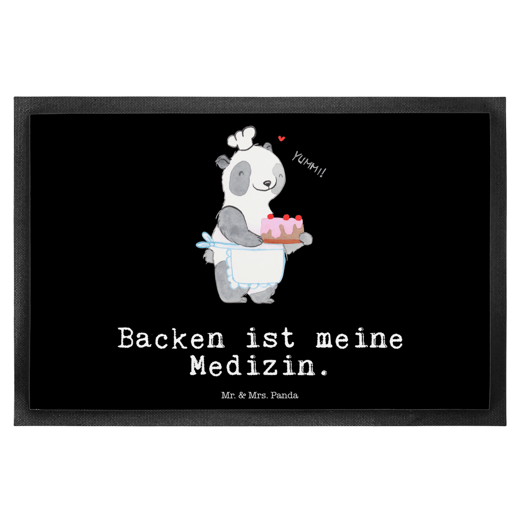 Fußmatte Panda Backen Medizin backen, Hobbybäcker, Kuchen backen Türvorleger, Schmutzmatte, Fußabtreter, Matte, Schmutzfänger, Fußabstreifer, Schmutzfangmatte, Türmatte, Motivfußmatte,  Haustürmatte, Vorleger  Geschenk, Sport, Sportart, Hobby, Schenken, Danke, Dankeschön, Auszeichnung, Gewinn, Sportler