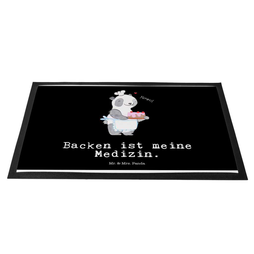 Fußmatte Panda Backen Medizin backen, Hobbybäcker, Kuchen backen Türvorleger, Schmutzmatte, Fußabtreter, Matte, Schmutzfänger, Fußabstreifer, Schmutzfangmatte, Türmatte, Motivfußmatte,  Haustürmatte, Vorleger  Geschenk, Sport, Sportart, Hobby, Schenken, Danke, Dankeschön, Auszeichnung, Gewinn, Sportler