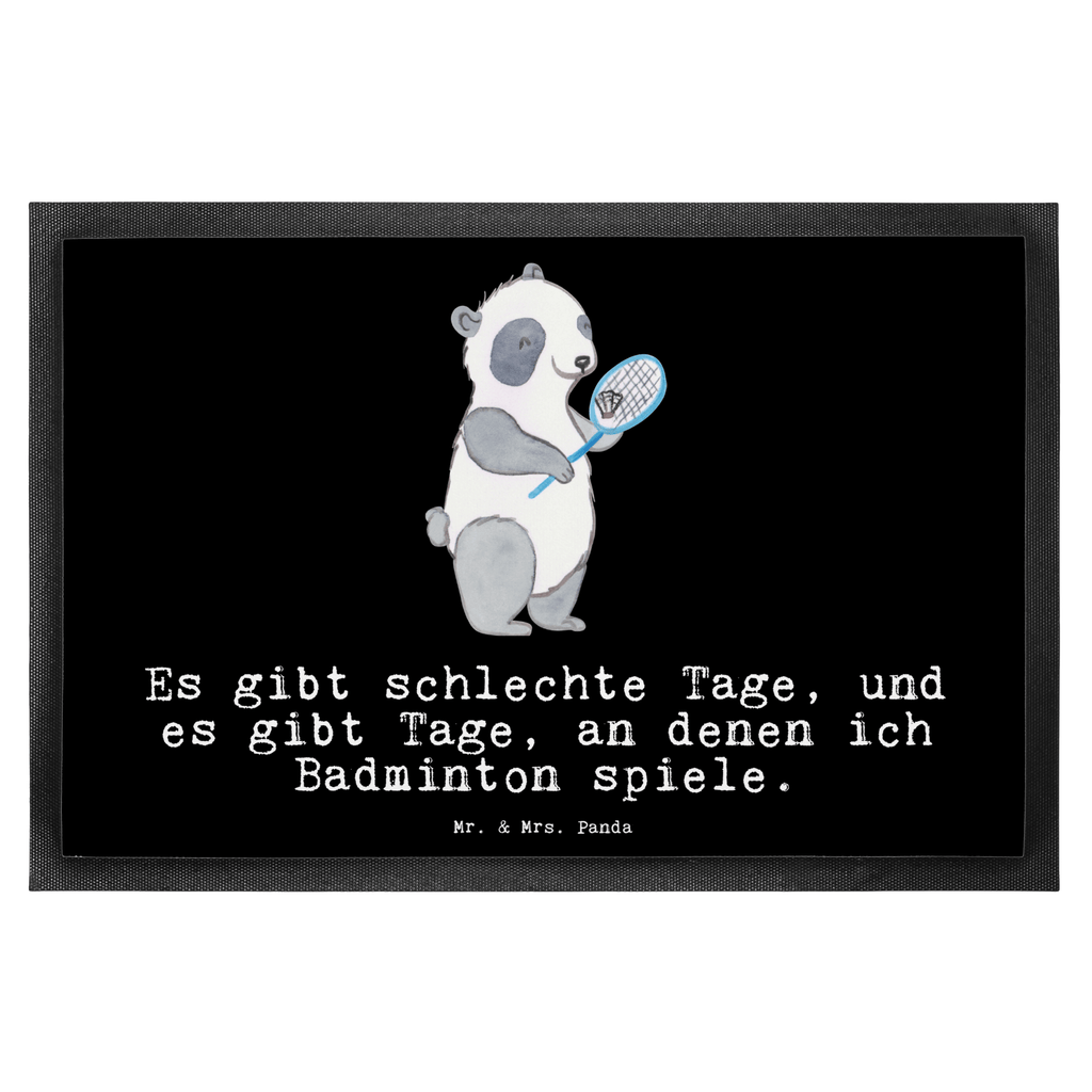 Fußmatte Panda Badminton  Tage Türvorleger, Schmutzmatte, Fußabtreter, Matte, Schmutzfänger, Fußabstreifer, Schmutzfangmatte, Türmatte, Motivfußmatte, Haustürmatte, Vorleger, Geschenk, Sport, Sportart, Hobby, Schenken, Danke, Dankeschön, Auszeichnung, Gewinn, Sportler, Badminton, Badminton spielen