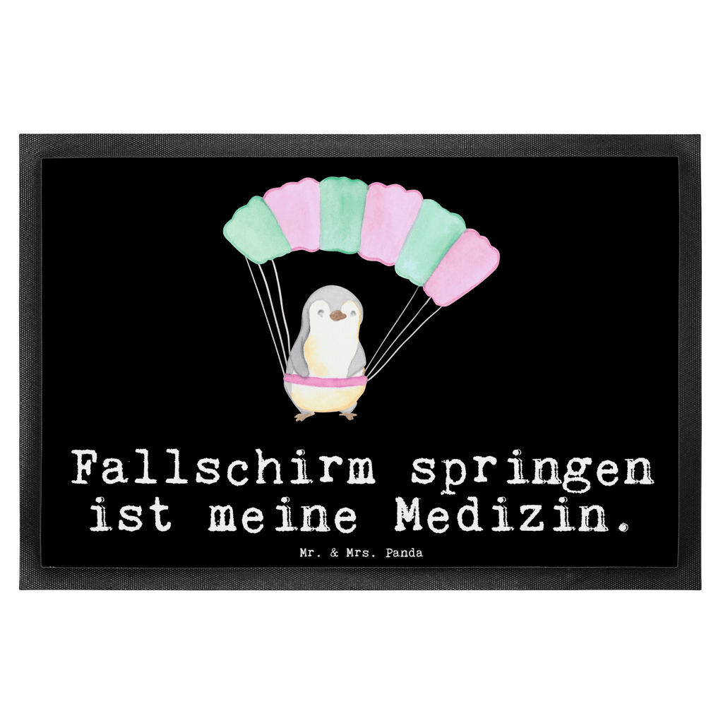 Fußmatte Pinguin Fallschirm springen Medizin Fallschirmspringen, Skydive, Fallschirmsprung, Tandemsprung, Fallschirmflug, Freifall, Erlebnisgeschenk, Adrenalinkick, Extreme Sport, Luftakrobatik, Adrenalinrausch, Parachute Jumping Türvorleger, Schmutzmatte, Fußabtreter, Matte, Schmutzfänger, Fußabstreifer, Schmutzfangmatte, Türmatte, Motivfußmatte,  Haustürmatte, Vorleger  Geschenk, Sport, Sportart, Hobby, Schenken, Danke, Dankeschön, Auszeichnung, Gewinn, Sportler