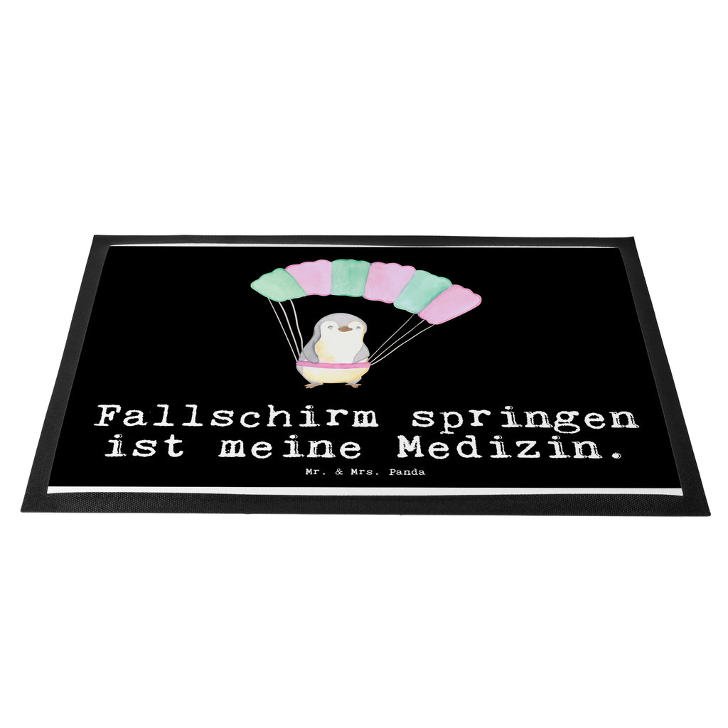 Fußmatte Pinguin Fallschirm springen Medizin Fallschirmspringen, Skydive, Fallschirmsprung, Tandemsprung, Fallschirmflug, Freifall, Erlebnisgeschenk, Adrenalinkick, Extreme Sport, Luftakrobatik, Adrenalinrausch, Parachute Jumping Türvorleger, Schmutzmatte, Fußabtreter, Matte, Schmutzfänger, Fußabstreifer, Schmutzfangmatte, Türmatte, Motivfußmatte,  Haustürmatte, Vorleger  Geschenk, Sport, Sportart, Hobby, Schenken, Danke, Dankeschön, Auszeichnung, Gewinn, Sportler