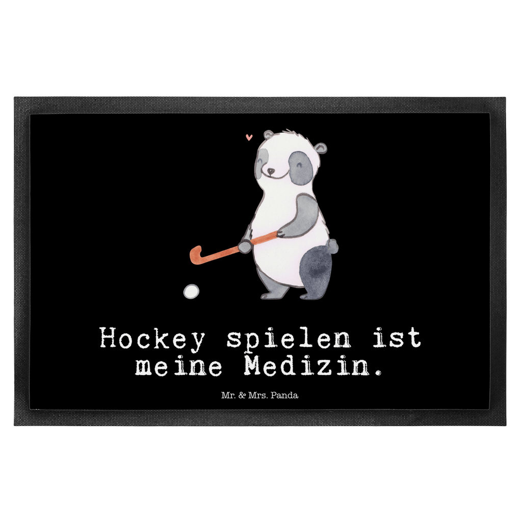 Fußmatte Panda Hockey spielen Medizin Hockey spielen, Feldhockey, Hockeyschläger, Hockey Verein Türvorleger, Schmutzmatte, Fußabtreter, Matte, Schmutzfänger, Fußabstreifer, Schmutzfangmatte, Türmatte, Motivfußmatte,  Haustürmatte, Vorleger  Geschenk, Sport, Sportart, Hobby, Schenken, Danke, Dankeschön, Auszeichnung, Gewinn, Sportler