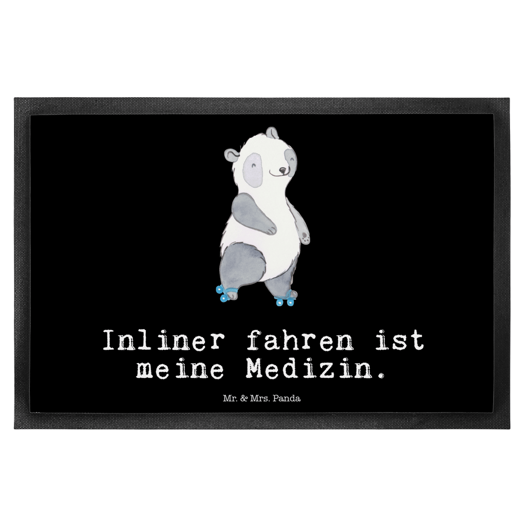 Fußmatte Panda Inliner fahren Medizin Inliner fahren, Rollschuh fahren, Rollerblades, inlinern Türvorleger, Schmutzmatte, Fußabtreter, Matte, Schmutzfänger, Fußabstreifer, Schmutzfangmatte, Türmatte, Motivfußmatte,  Haustürmatte, Vorleger  Geschenk, Sport, Sportart, Hobby, Schenken, Danke, Dankeschön, Auszeichnung, Gewinn, Sportler