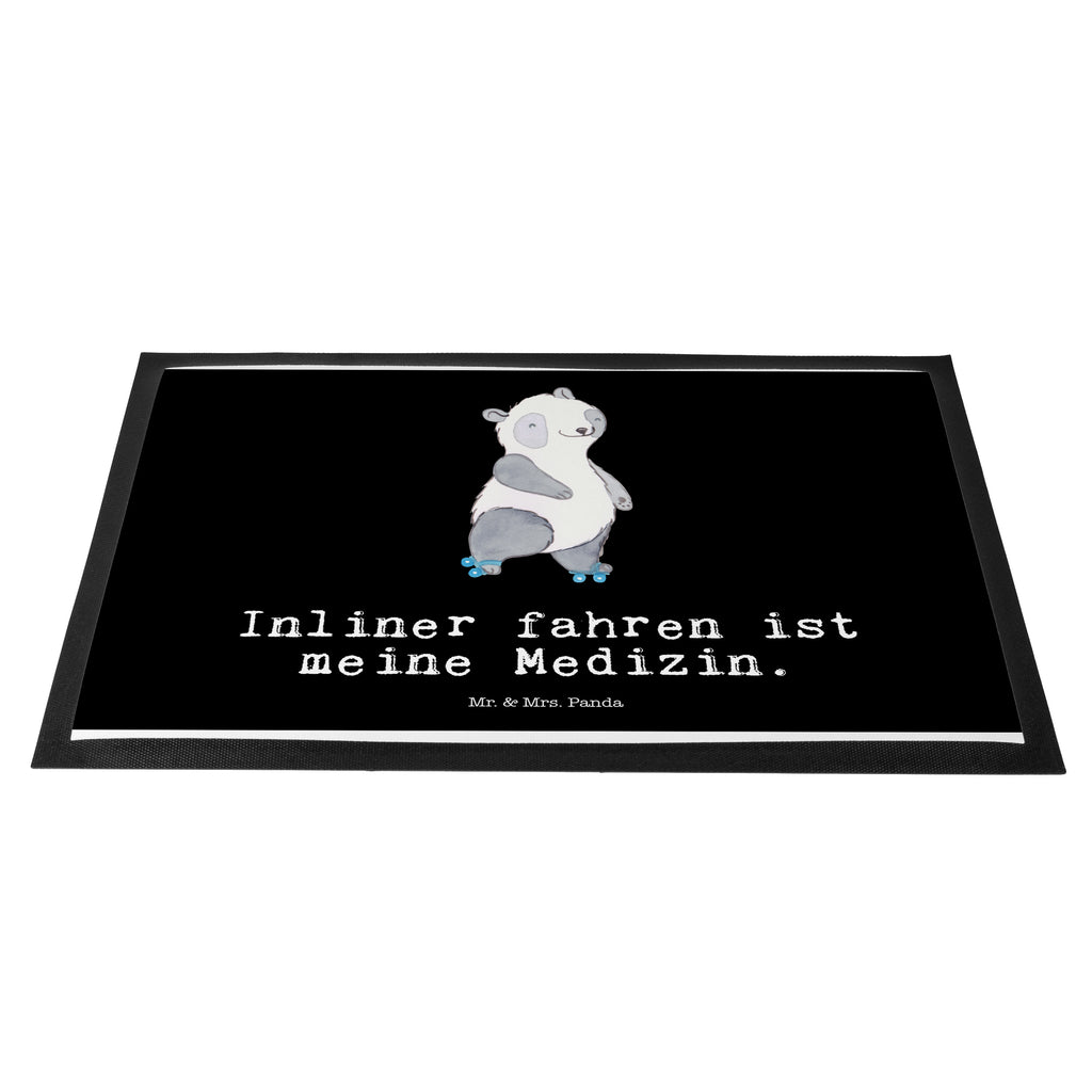Fußmatte Panda Inliner fahren Medizin Inliner fahren, Rollschuh fahren, Rollerblades, inlinern Türvorleger, Schmutzmatte, Fußabtreter, Matte, Schmutzfänger, Fußabstreifer, Schmutzfangmatte, Türmatte, Motivfußmatte,  Haustürmatte, Vorleger  Geschenk, Sport, Sportart, Hobby, Schenken, Danke, Dankeschön, Auszeichnung, Gewinn, Sportler