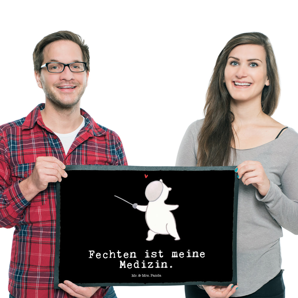 Fußmatte Panda Fechten Medizin Fechten, Fechter Bund, Fecht Verein, Fecht Club Türvorleger, Schmutzmatte, Fußabtreter, Matte, Schmutzfänger, Fußabstreifer, Schmutzfangmatte, Türmatte, Motivfußmatte,  Haustürmatte, Vorleger  Geschenk, Sport, Sportart, Hobby, Schenken, Danke, Dankeschön, Auszeichnung, Gewinn, Sportler