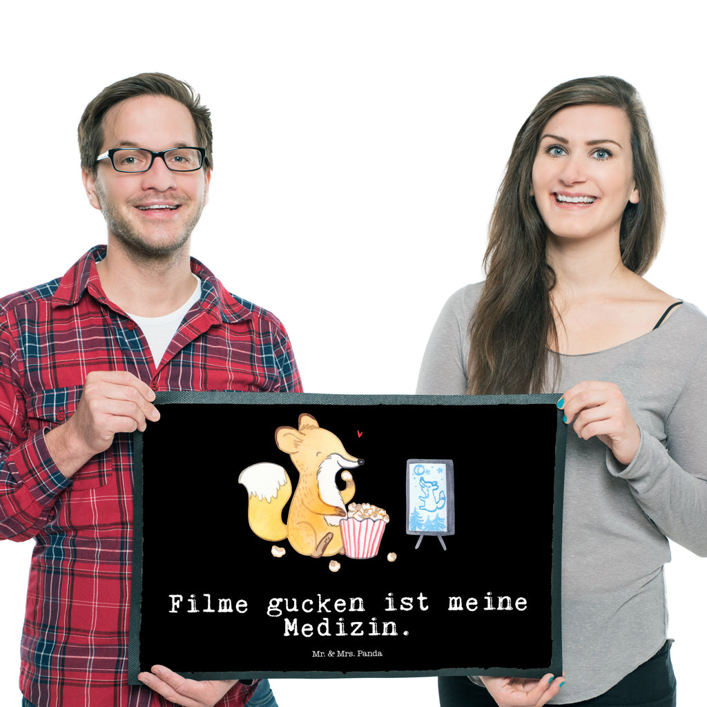 Fußmatte Fuchs Filme gucken Medizin Filmabend, Filme gucken, TV, Fernsehen, Kino,  Türvorleger, Schmutzmatte, Fußabtreter, Matte, Schmutzfänger, Fußabstreifer, Schmutzfangmatte, Türmatte, Motivfußmatte,  Haustürmatte, Vorleger  Geschenk, Sport, Sportart, Hobby, Schenken, Danke, Dankeschön, Auszeichnung, Gewinn, Sportler