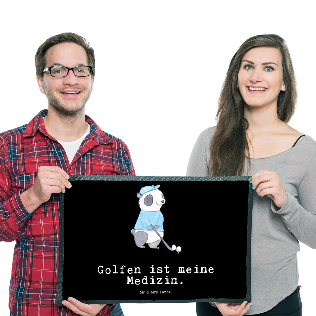 Fußmatte Panda Golfen Medizin Golfen, Golf spielen, Golfplatz, Golfturnier, Golf Verein Türvorleger, Schmutzmatte, Fußabtreter, Matte, Schmutzfänger, Fußabstreifer, Schmutzfangmatte, Türmatte, Motivfußmatte,  Haustürmatte, Vorleger  Geschenk, Sport, Sportart, Hobby, Schenken, Danke, Dankeschön, Auszeichnung, Gewinn, Sportler