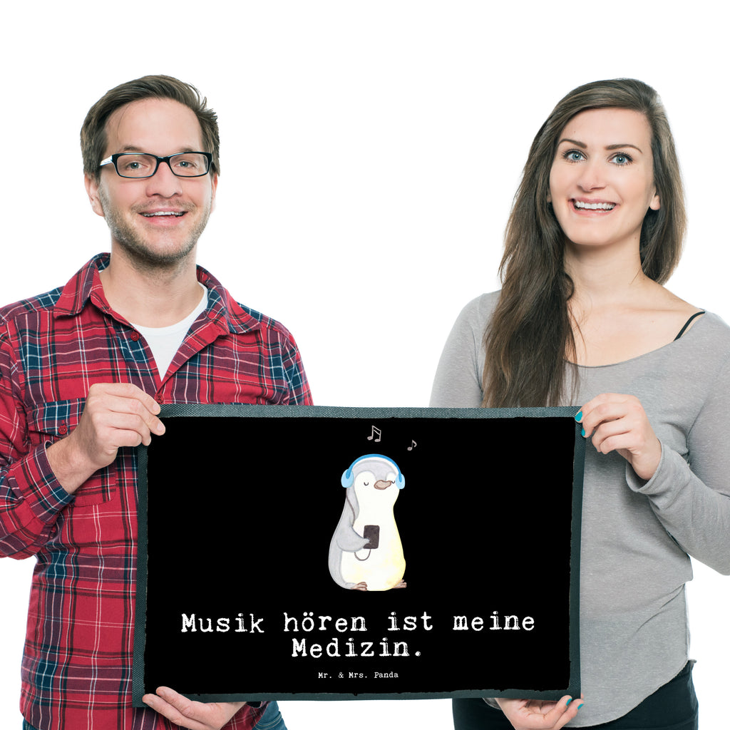 Fußmatte Pinguin Musik hören Medizin Musik hören, Lieblingssong Türvorleger, Schmutzmatte, Fußabtreter, Matte, Schmutzfänger, Fußabstreifer, Schmutzfangmatte, Türmatte, Motivfußmatte,  Haustürmatte, Vorleger  Geschenk, Sport, Sportart, Hobby, Schenken, Danke, Dankeschön, Auszeichnung, Gewinn, Sportler
