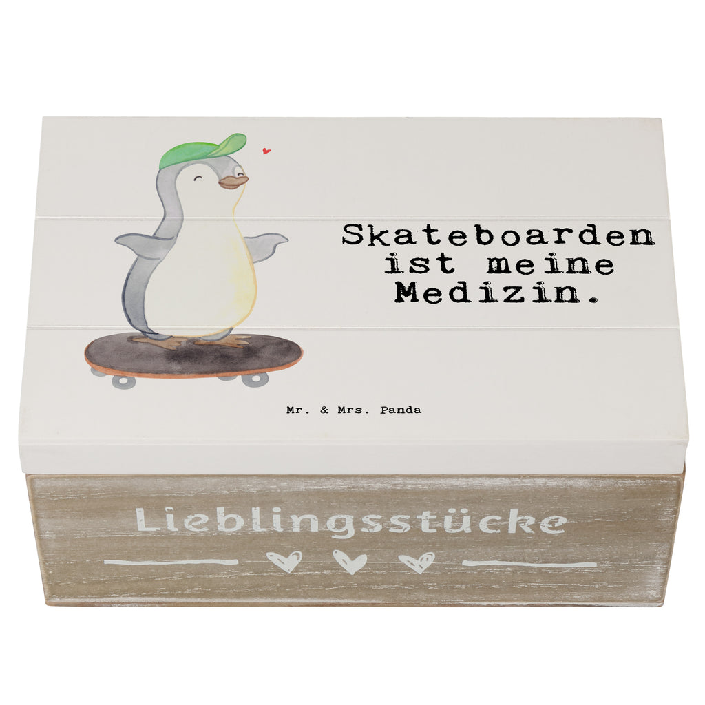 Holzkiste Pinguin Skateboarden Medizin Skateboarden, Skateboard fahren, Skaten, Skateboard, Skateplatz Holzkiste, Kiste, Schatzkiste, Truhe, Schatulle, XXL,  Erinnerungsbox, Erinnerungskiste, Dekokiste, Aufbewahrungsbox  Geschenk, Sport, Sportart, Hobby, Schenken, Danke, Dankeschön, Auszeichnung, Gewinn, Sportler