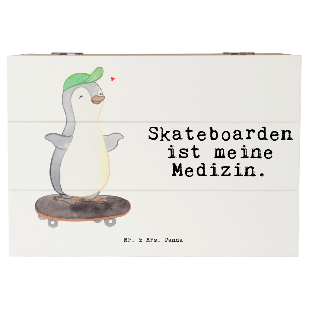 Holzkiste Pinguin Skateboarden Medizin Skateboarden, Skateboard fahren, Skaten, Skateboard, Skateplatz Holzkiste, Kiste, Schatzkiste, Truhe, Schatulle, XXL,  Erinnerungsbox, Erinnerungskiste, Dekokiste, Aufbewahrungsbox  Geschenk, Sport, Sportart, Hobby, Schenken, Danke, Dankeschön, Auszeichnung, Gewinn, Sportler