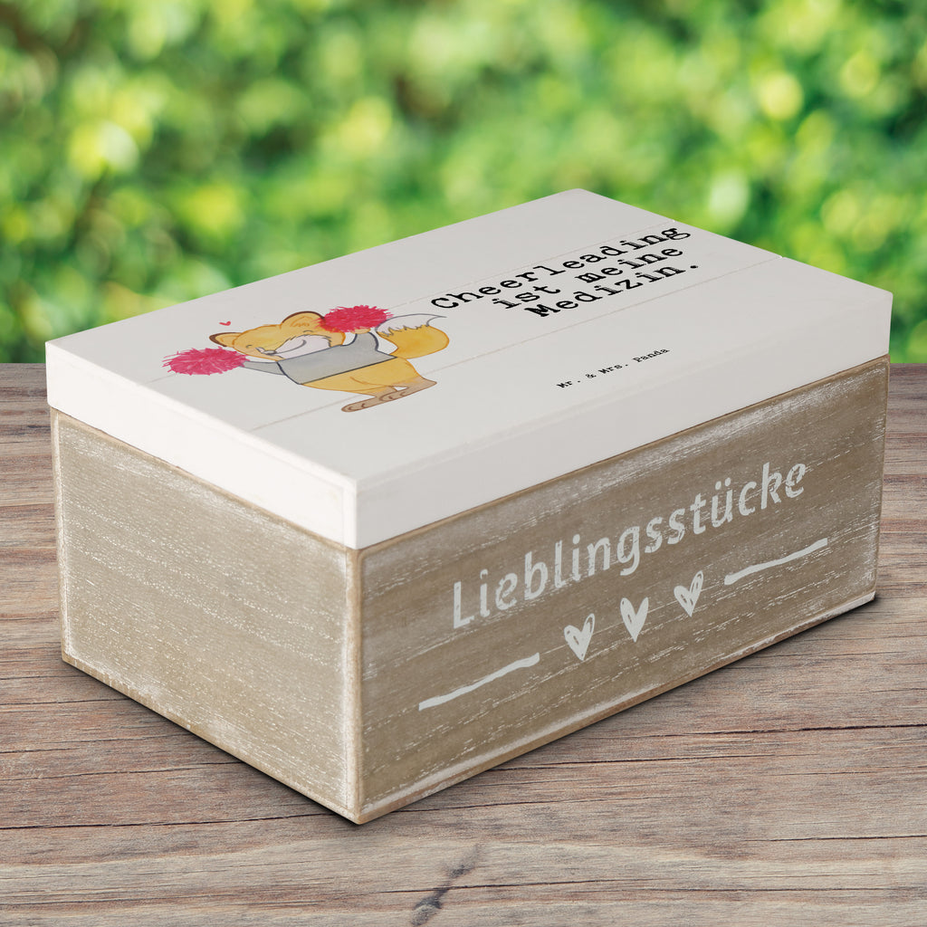Holzkiste Fuchs Cheerleader Medizin Holzkiste, Kiste, Schatzkiste, Truhe, Schatulle, XXL, Erinnerungsbox, Erinnerungskiste, Dekokiste, Aufbewahrungsbox, Geschenk, Sport, Sportart, Hobby, Schenken, Danke, Dankeschön, Auszeichnung, Gewinn, Sportler, Cheerleader, Cheerleading, Turnen, Turn Club, Turniere