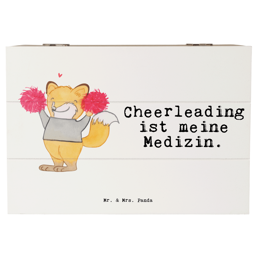 Holzkiste Fuchs Cheerleader Medizin Holzkiste, Kiste, Schatzkiste, Truhe, Schatulle, XXL, Erinnerungsbox, Erinnerungskiste, Dekokiste, Aufbewahrungsbox, Geschenk, Sport, Sportart, Hobby, Schenken, Danke, Dankeschön, Auszeichnung, Gewinn, Sportler, Cheerleader, Cheerleading, Turnen, Turn Club, Turniere