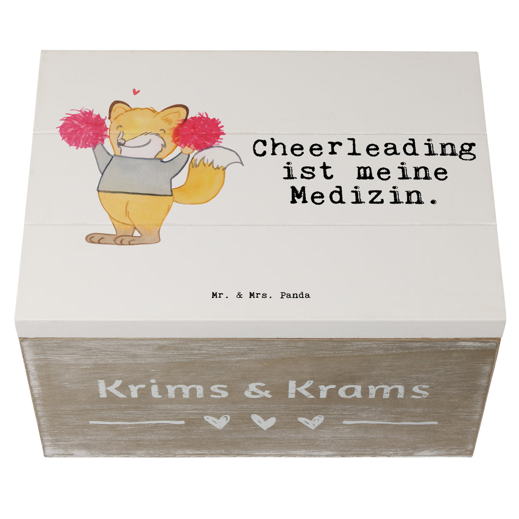 Holzkiste Fuchs Cheerleader Medizin Holzkiste, Kiste, Schatzkiste, Truhe, Schatulle, XXL, Erinnerungsbox, Erinnerungskiste, Dekokiste, Aufbewahrungsbox, Geschenk, Sport, Sportart, Hobby, Schenken, Danke, Dankeschön, Auszeichnung, Gewinn, Sportler, Cheerleader, Cheerleading, Turnen, Turn Club, Turniere