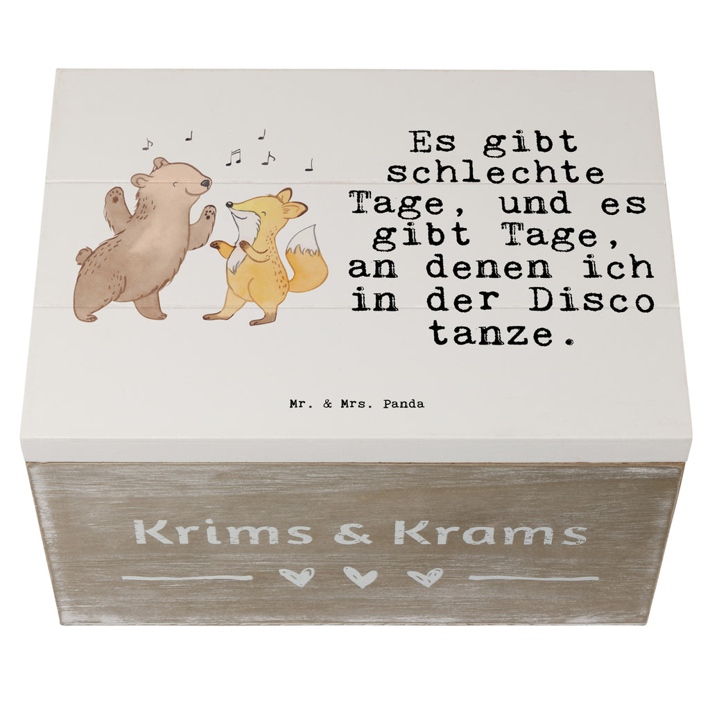 Holzkiste Bär & Fuchs Disco Tage Holzkiste, Kiste, Schatzkiste, Truhe, Schatulle, XXL, Erinnerungsbox, Erinnerungskiste, Dekokiste, Aufbewahrungsbox, Geschenk, Sport, Sportart, Hobby, Schenken, Danke, Dankeschön, Auszeichnung, Gewinn, Sportler, Disco, Clubs, Tanzen, Feiern, Clubbing, Tanzstimmung, Nachtclub