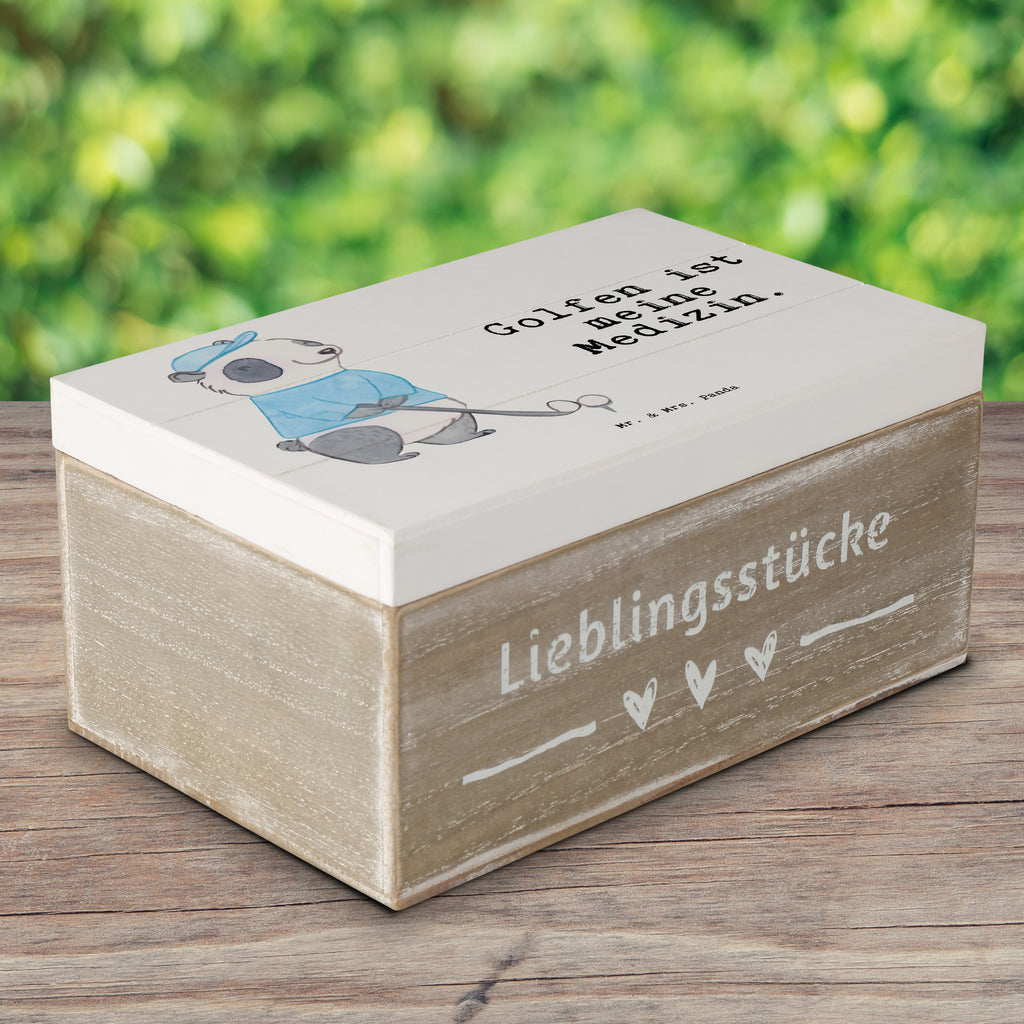 Holzkiste Panda Golfen Medizin Holzkiste, Kiste, Schatzkiste, Truhe, Schatulle, XXL, Erinnerungsbox, Erinnerungskiste, Dekokiste, Aufbewahrungsbox, Geschenk, Sport, Sportart, Hobby, Schenken, Danke, Dankeschön, Auszeichnung, Gewinn, Sportler, Golfen, Golf spielen, Golfplatz, Golfturnier, Golf Verein