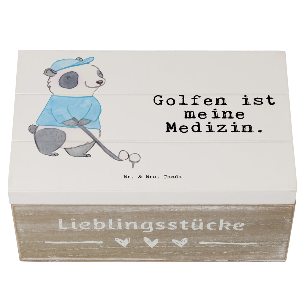 Holzkiste Panda Golfen Medizin Holzkiste, Kiste, Schatzkiste, Truhe, Schatulle, XXL, Erinnerungsbox, Erinnerungskiste, Dekokiste, Aufbewahrungsbox, Geschenk, Sport, Sportart, Hobby, Schenken, Danke, Dankeschön, Auszeichnung, Gewinn, Sportler, Golfen, Golf spielen, Golfplatz, Golfturnier, Golf Verein