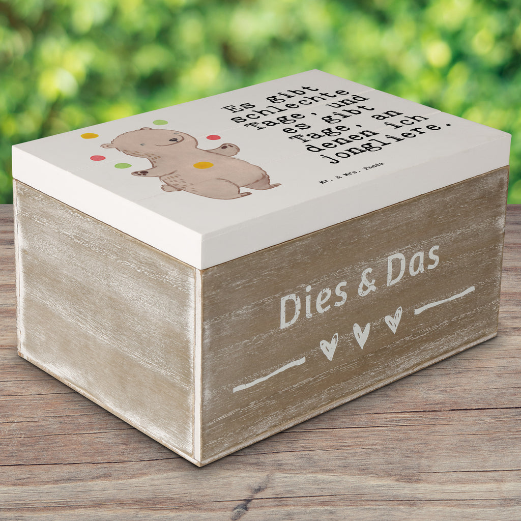 Holzkiste Bär Jonglieren Tage Holzkiste, Kiste, Schatzkiste, Truhe, Schatulle, XXL, Erinnerungsbox, Erinnerungskiste, Dekokiste, Aufbewahrungsbox, Geschenk, Sport, Sportart, Hobby, Schenken, Danke, Dankeschön, Auszeichnung, Gewinn, Sportler, Jonglieren, Jongleur, Zirkus, Artistik