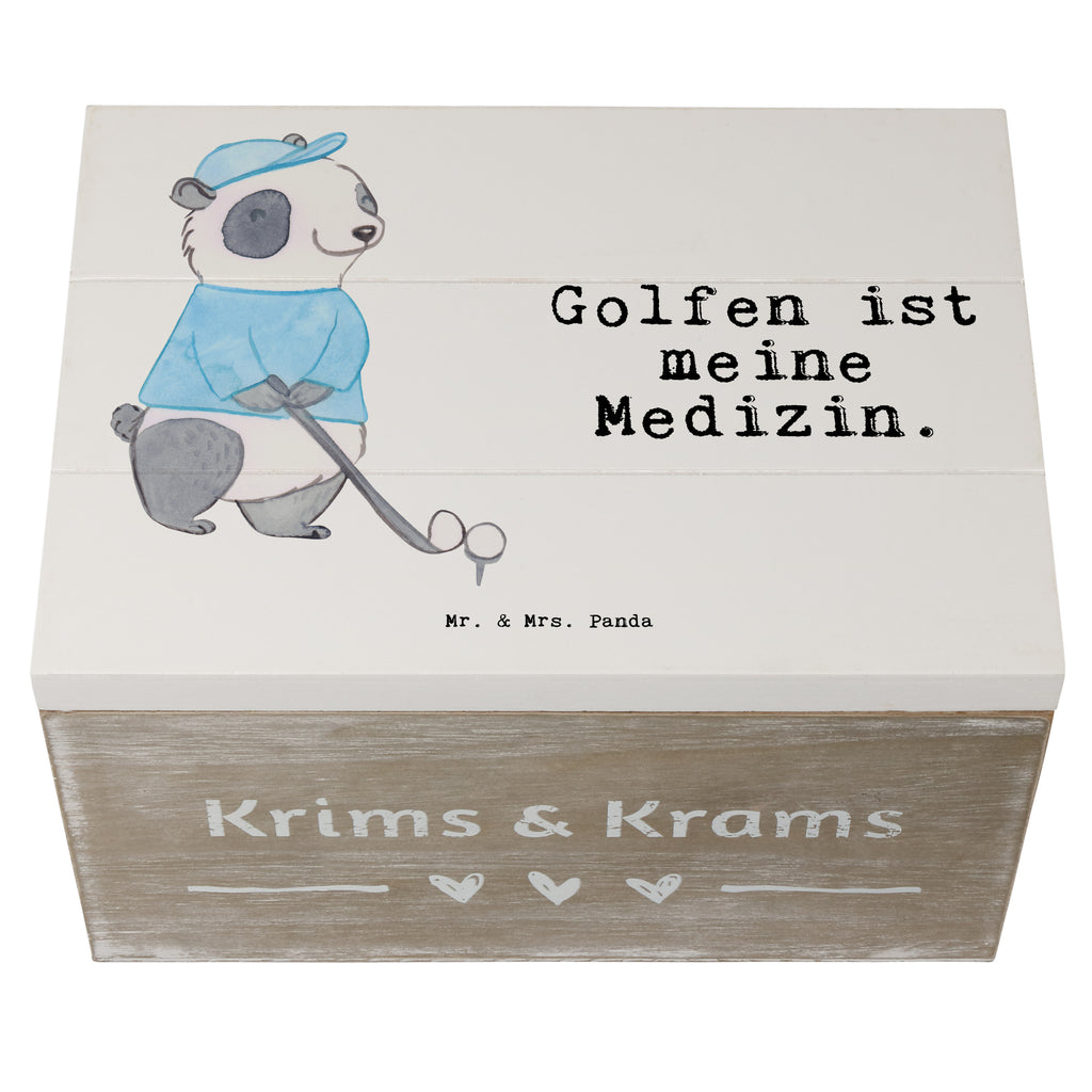 Holzkiste Panda Golfen Medizin Holzkiste, Kiste, Schatzkiste, Truhe, Schatulle, XXL, Erinnerungsbox, Erinnerungskiste, Dekokiste, Aufbewahrungsbox, Geschenk, Sport, Sportart, Hobby, Schenken, Danke, Dankeschön, Auszeichnung, Gewinn, Sportler, Golfen, Golf spielen, Golfplatz, Golfturnier, Golf Verein