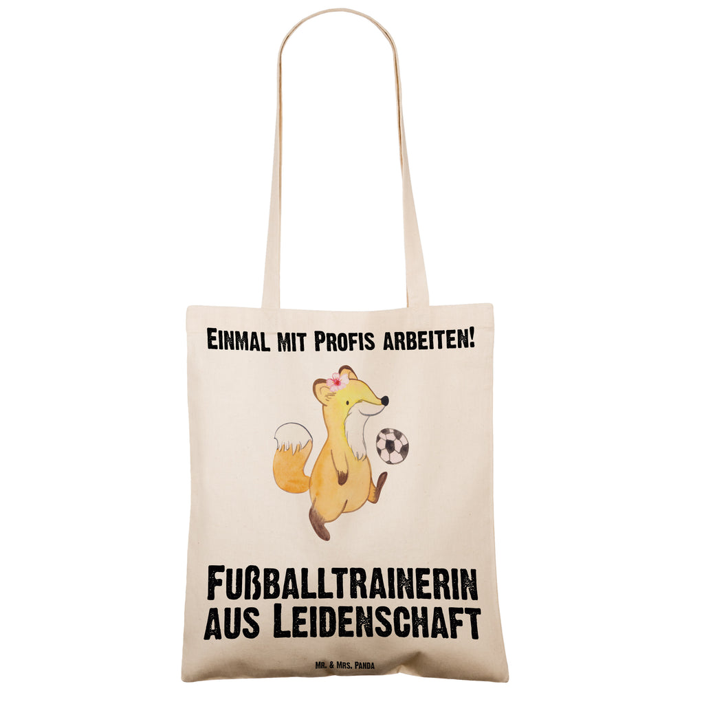 Tragetasche Fußballtrainerin aus Leidenschaft Beuteltasche, Beutel, Einkaufstasche, Jutebeutel, Stoffbeutel, Beruf, Ausbildung, Jubiläum, Abschied, Rente, Kollege, Kollegin, Geschenk, Schenken, Arbeitskollege, Mitarbeiter, Firma, Danke, Dankeschön, Fußballtrainerin, Fußballspiel, Glücksbringer, Verein Fußball