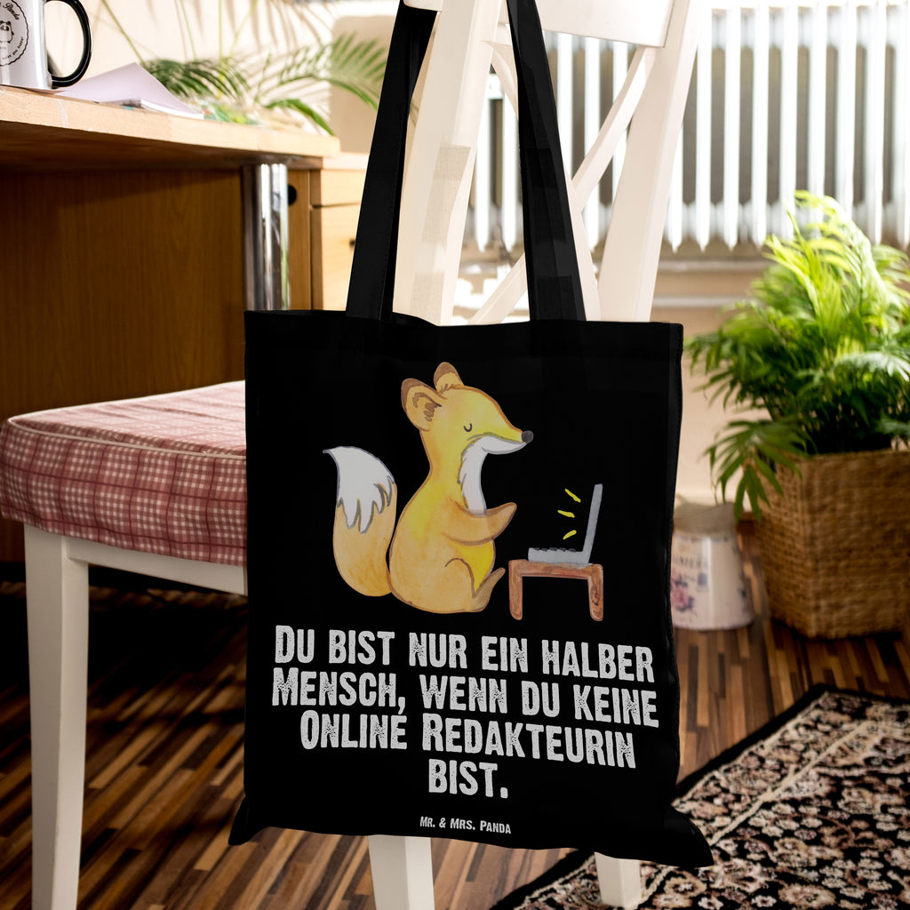 Tragetasche Online Redakteurin mit Herz Beuteltasche, Beutel, Einkaufstasche, Jutebeutel, Stoffbeutel, Beruf, Ausbildung, Jubiläum, Abschied, Rente, Kollege, Kollegin, Geschenk, Schenken, Arbeitskollege, Mitarbeiter, Firma, Danke, Dankeschön