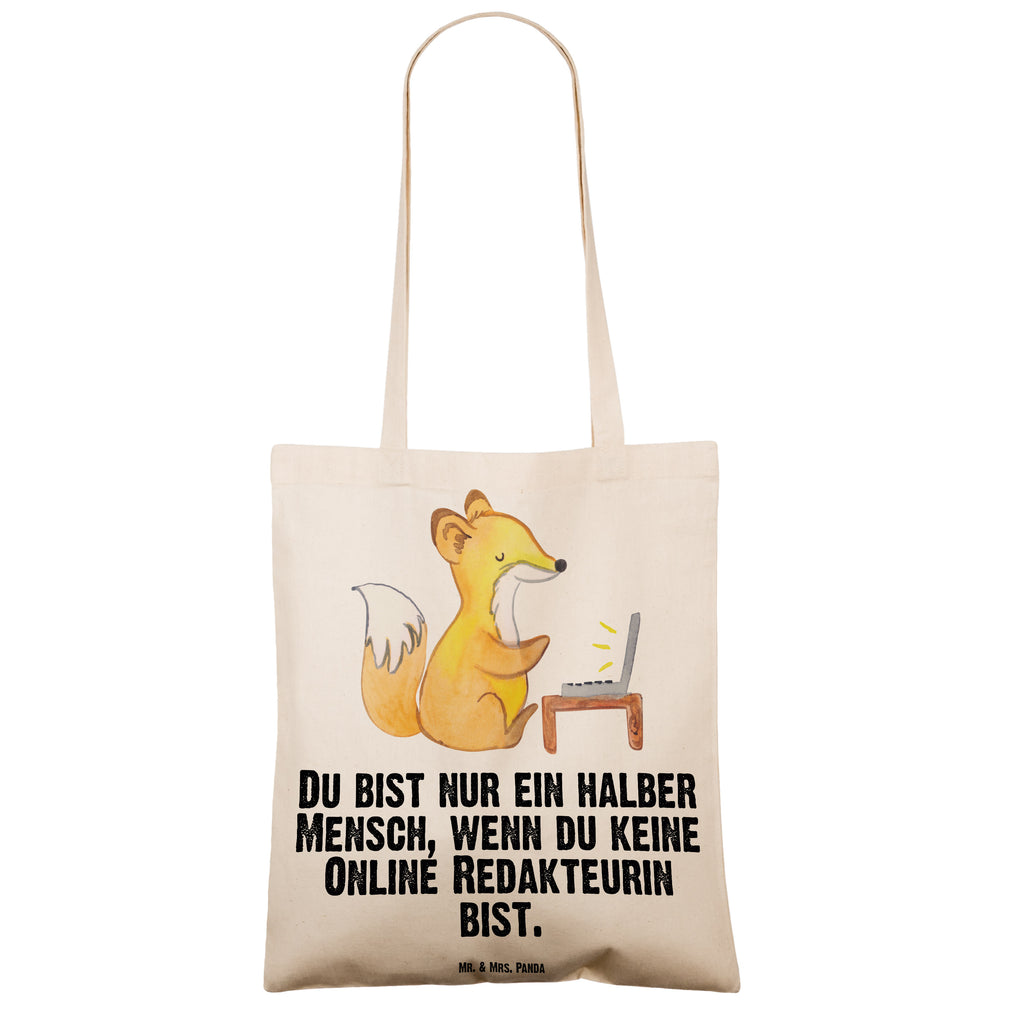 Tragetasche Online Redakteurin mit Herz Beuteltasche, Beutel, Einkaufstasche, Jutebeutel, Stoffbeutel, Beruf, Ausbildung, Jubiläum, Abschied, Rente, Kollege, Kollegin, Geschenk, Schenken, Arbeitskollege, Mitarbeiter, Firma, Danke, Dankeschön