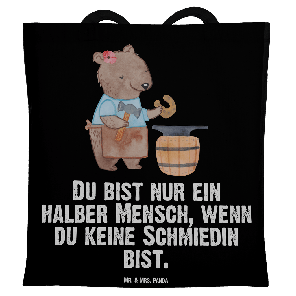 Tragetasche Schmiedin mit Herz Beuteltasche, Beutel, Einkaufstasche, Jutebeutel, Stoffbeutel, Beruf, Ausbildung, Jubiläum, Abschied, Rente, Kollege, Kollegin, Geschenk, Schenken, Arbeitskollege, Mitarbeiter, Firma, Danke, Dankeschön