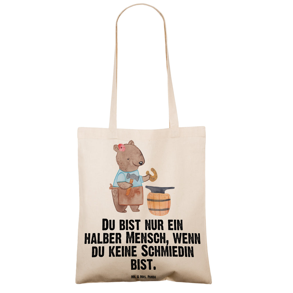 Tragetasche Schmiedin mit Herz Beuteltasche, Beutel, Einkaufstasche, Jutebeutel, Stoffbeutel, Beruf, Ausbildung, Jubiläum, Abschied, Rente, Kollege, Kollegin, Geschenk, Schenken, Arbeitskollege, Mitarbeiter, Firma, Danke, Dankeschön