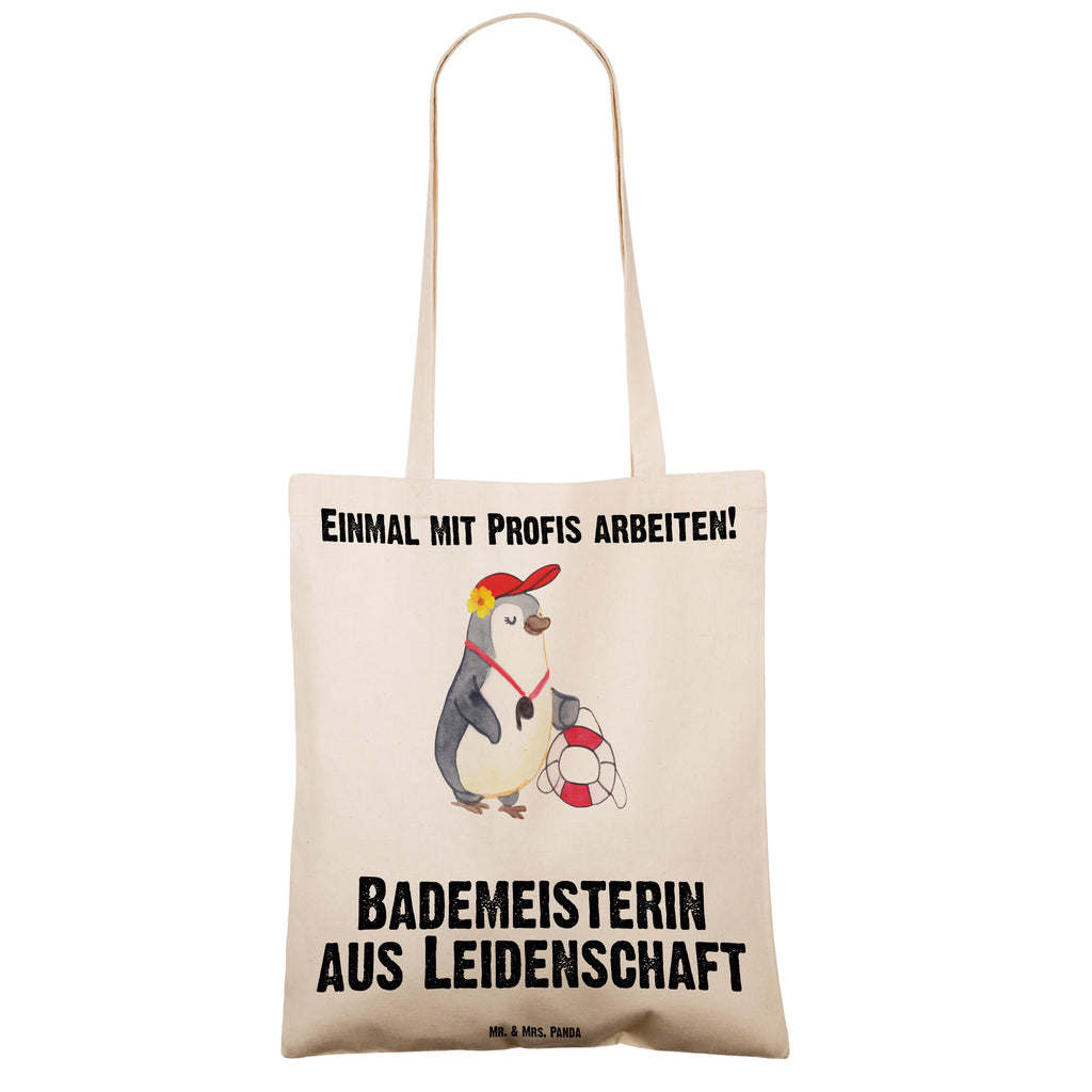 Tragetasche Bademeisterin aus Leidenschaft Beuteltasche, Beutel, Einkaufstasche, Jutebeutel, Stoffbeutel, Beruf, Ausbildung, Jubiläum, Abschied, Rente, Kollege, Kollegin, Geschenk, Schenken, Arbeitskollege, Mitarbeiter, Firma, Danke, Dankeschön, Bademeisterin, Rettungsschwimmerin, Schwimmmeisterin, Schwimmbad, Freibad, Badeanstalt, Schwimmverein, Schwimmschule