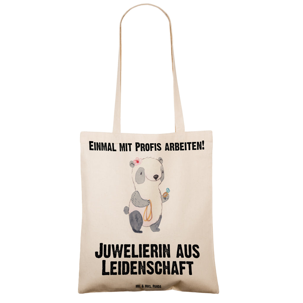 Tragetasche Juwelierin aus Leidenschaft Beuteltasche, Beutel, Einkaufstasche, Jutebeutel, Stoffbeutel, Beruf, Ausbildung, Jubiläum, Abschied, Rente, Kollege, Kollegin, Geschenk, Schenken, Arbeitskollege, Mitarbeiter, Firma, Danke, Dankeschön, Juwelierin, Goldschmiedin, Schmuckwarenhändlerin, Schmuckgeschäft, Eröffnung