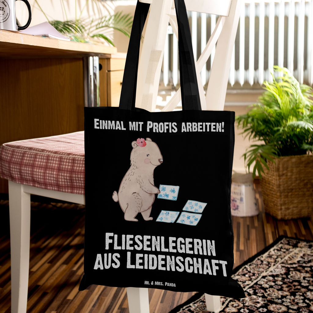 Tragetasche Fliesenlegerin aus Leidenschaft Beuteltasche, Beutel, Einkaufstasche, Jutebeutel, Stoffbeutel, Beruf, Ausbildung, Jubiläum, Abschied, Rente, Kollege, Kollegin, Geschenk, Schenken, Arbeitskollege, Mitarbeiter, Firma, Danke, Dankeschön, Fliesenlegerin, Gesellenprüfung, Fliesenlegermeisterin, Fliesenlegerbetrieb, Fliesenfachhandel, Handwerk