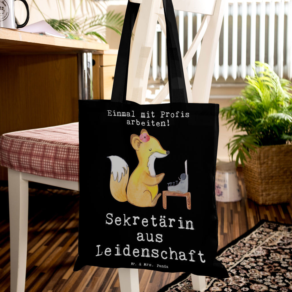 Tragetasche Sekretärin aus Leidenschaft Beuteltasche, Beutel, Einkaufstasche, Jutebeutel, Stoffbeutel, Beruf, Ausbildung, Jubiläum, Abschied, Rente, Kollege, Kollegin, Geschenk, Schenken, Arbeitskollege, Mitarbeiter, Firma, Danke, Dankeschön