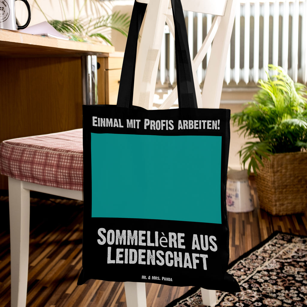 Tragetasche Sommelière aus Leidenschaft Beuteltasche, Beutel, Einkaufstasche, Jutebeutel, Stoffbeutel, Beruf, Ausbildung, Jubiläum, Abschied, Rente, Kollege, Kollegin, Geschenk, Schenken, Arbeitskollege, Mitarbeiter, Firma, Danke, Dankeschön