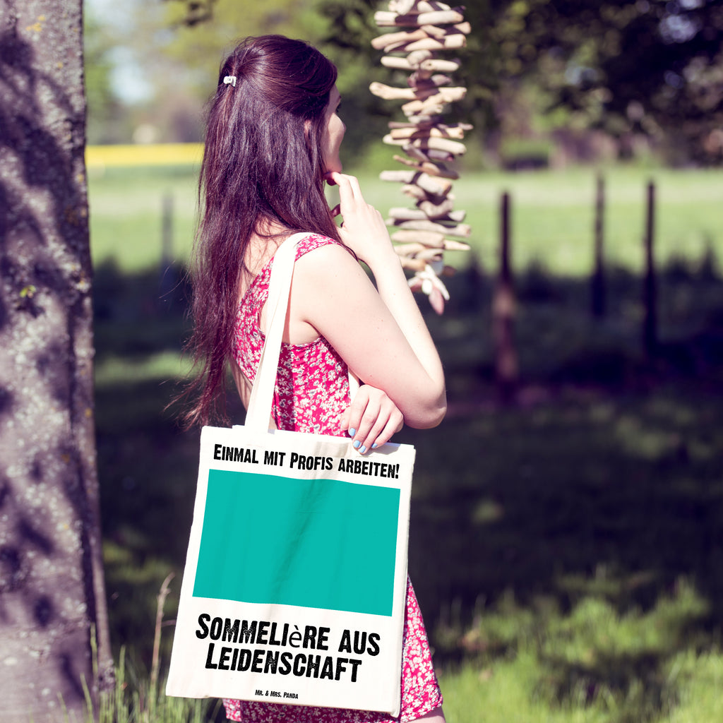 Tragetasche Sommelière aus Leidenschaft Beuteltasche, Beutel, Einkaufstasche, Jutebeutel, Stoffbeutel, Beruf, Ausbildung, Jubiläum, Abschied, Rente, Kollege, Kollegin, Geschenk, Schenken, Arbeitskollege, Mitarbeiter, Firma, Danke, Dankeschön