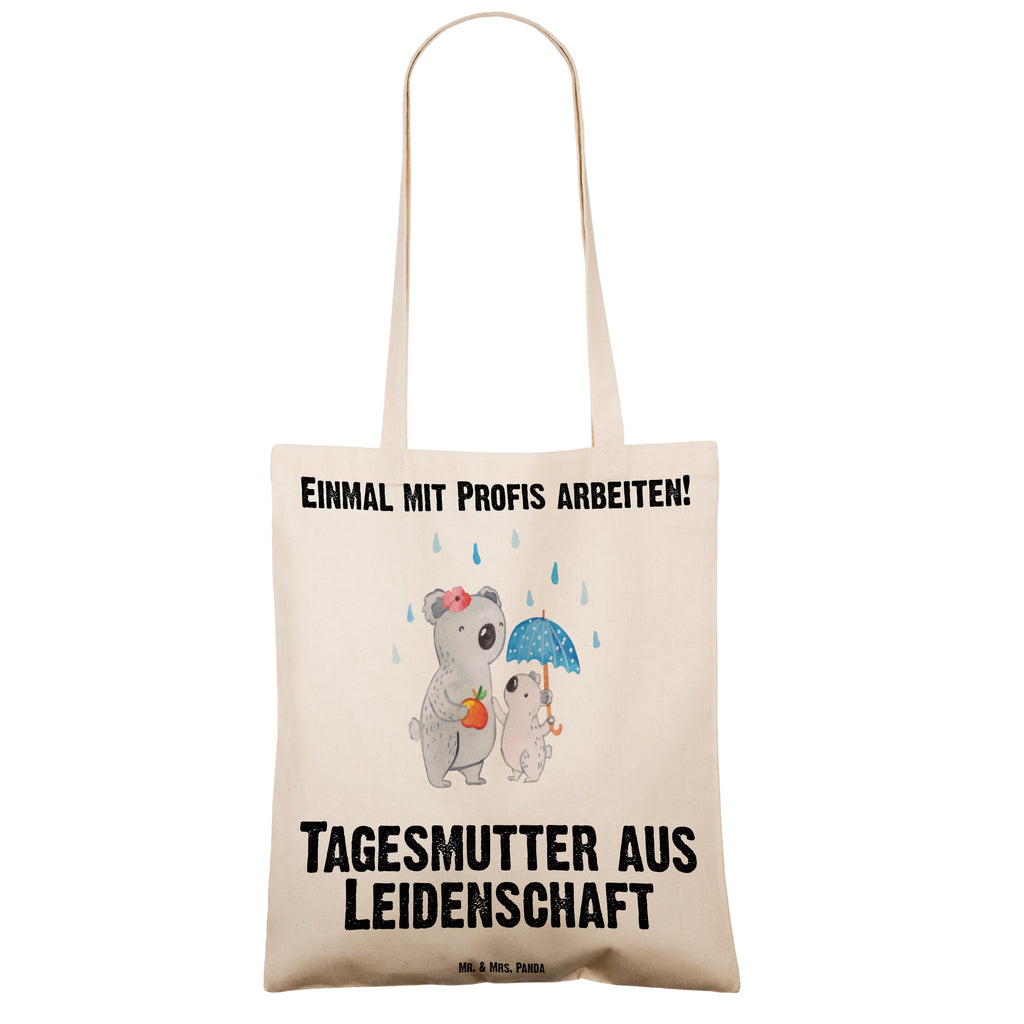 Tragetasche Tagesmutter aus Leidenschaft Beuteltasche, Beutel, Einkaufstasche, Jutebeutel, Stoffbeutel, Beruf, Ausbildung, Jubiläum, Abschied, Rente, Kollege, Kollegin, Geschenk, Schenken, Arbeitskollege, Mitarbeiter, Firma, Danke, Dankeschön