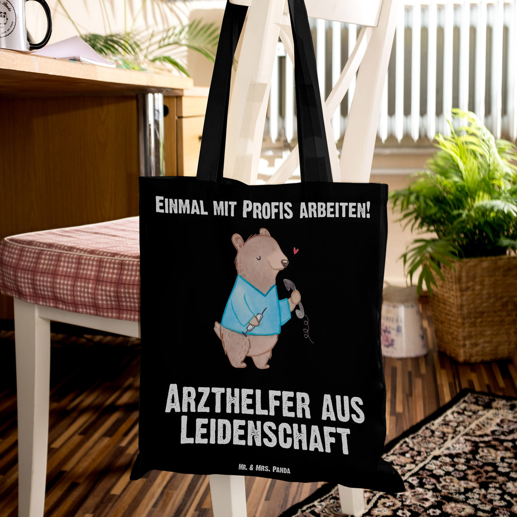 Tragetasche Arzthelfer aus Leidenschaft Beuteltasche, Beutel, Einkaufstasche, Jutebeutel, Stoffbeutel, Beruf, Ausbildung, Jubiläum, Abschied, Rente, Kollege, Kollegin, Geschenk, Schenken, Arbeitskollege, Mitarbeiter, Firma, Danke, Dankeschön, Arzthelfer, Medizinischer Fachangestellter