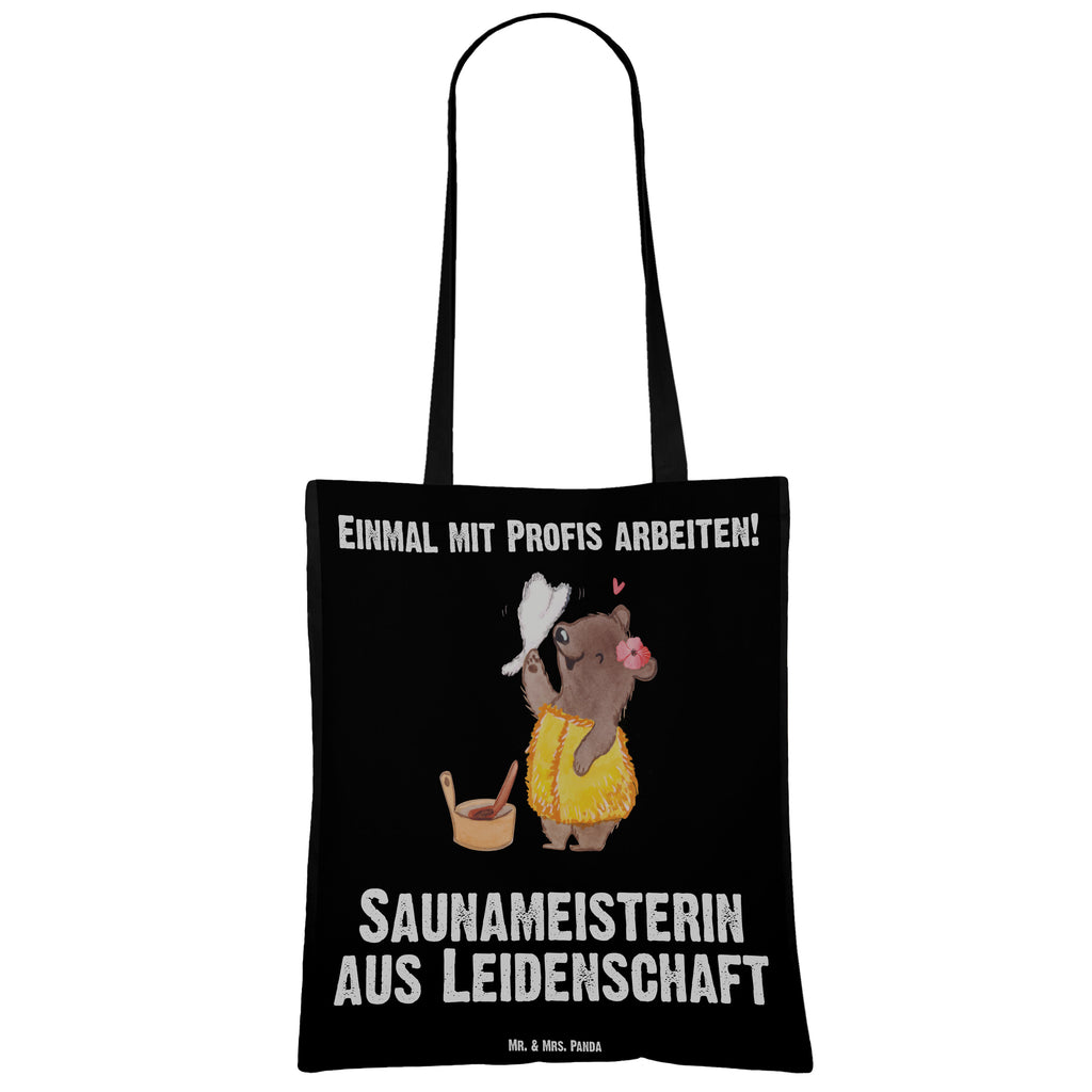 Tragetasche Saunameisterin aus Leidenschaft Beuteltasche, Beutel, Einkaufstasche, Jutebeutel, Stoffbeutel, Beruf, Ausbildung, Jubiläum, Abschied, Rente, Kollege, Kollegin, Geschenk, Schenken, Arbeitskollege, Mitarbeiter, Firma, Danke, Dankeschön