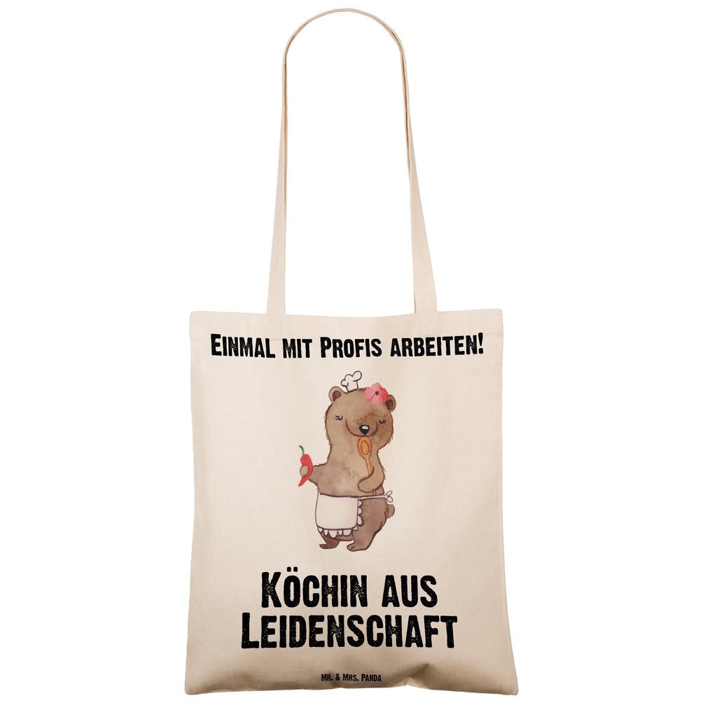 Tragetasche Köchin aus Leidenschaft Beuteltasche, Beutel, Einkaufstasche, Jutebeutel, Stoffbeutel, Beruf, Ausbildung, Jubiläum, Abschied, Rente, Kollege, Kollegin, Geschenk, Schenken, Arbeitskollege, Mitarbeiter, Firma, Danke, Dankeschön, Köchin, Chefköchin, Küchenchefin, Küchenmeisterin, Schiffsköchin, Sterneköchin, Fernsehköchin, Restaurant
