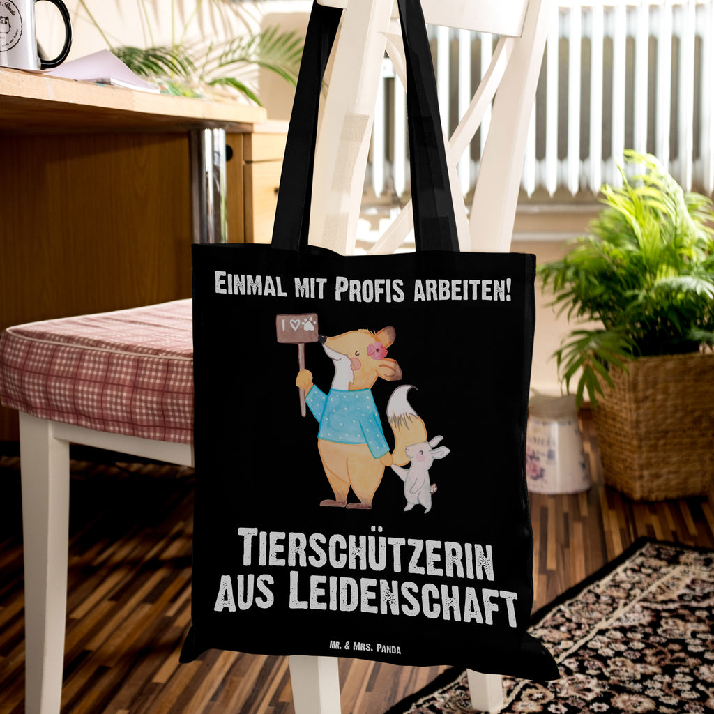 Tragetasche Tierschützerin aus Leidenschaft Beuteltasche, Beutel, Einkaufstasche, Jutebeutel, Stoffbeutel, Beruf, Ausbildung, Jubiläum, Abschied, Rente, Kollege, Kollegin, Geschenk, Schenken, Arbeitskollege, Mitarbeiter, Firma, Danke, Dankeschön