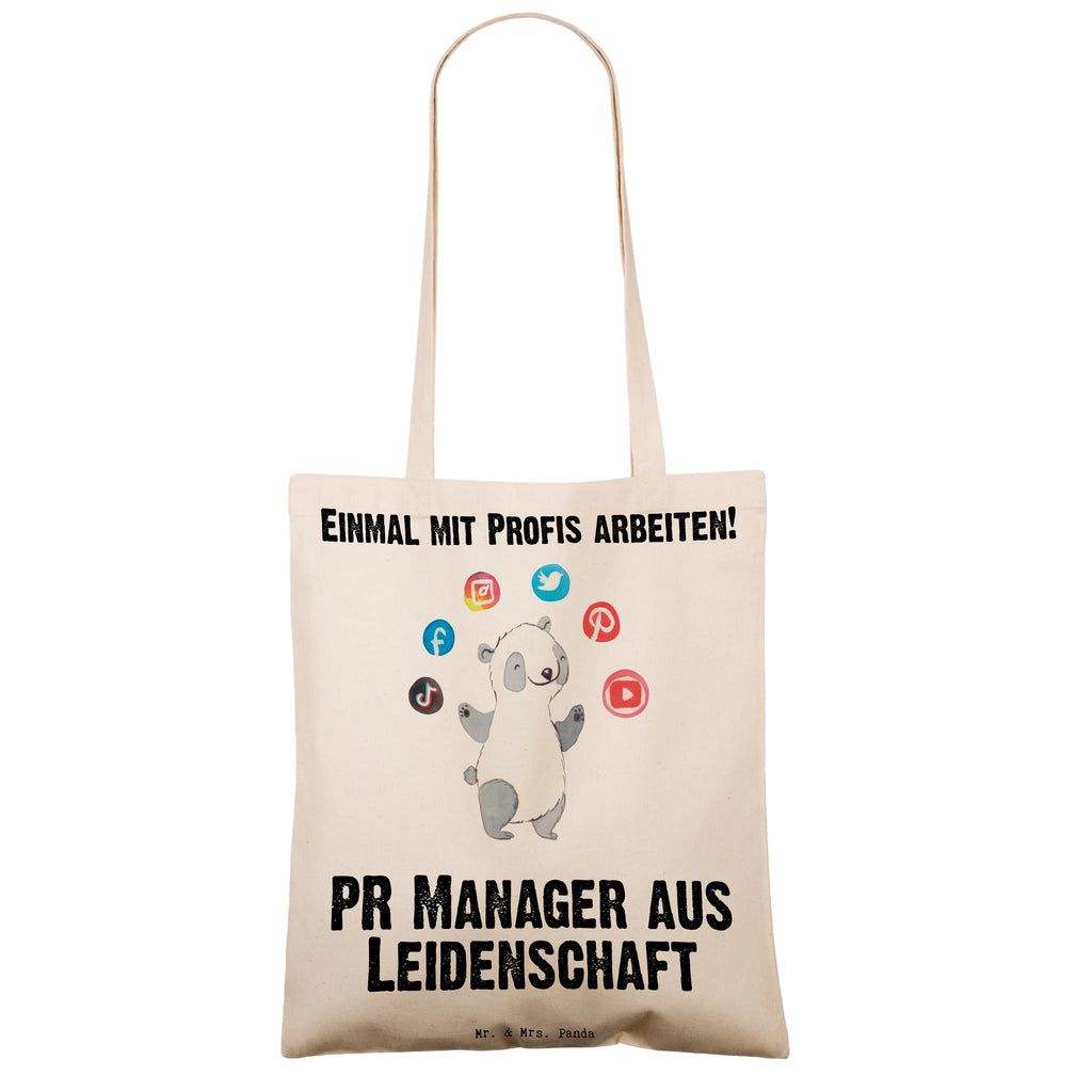 Tragetasche PR Manager aus Leidenschaft Beuteltasche, Beutel, Einkaufstasche, Jutebeutel, Stoffbeutel, Beruf, Ausbildung, Jubiläum, Abschied, Rente, Kollege, Kollegin, Geschenk, Schenken, Arbeitskollege, Mitarbeiter, Firma, Danke, Dankeschön