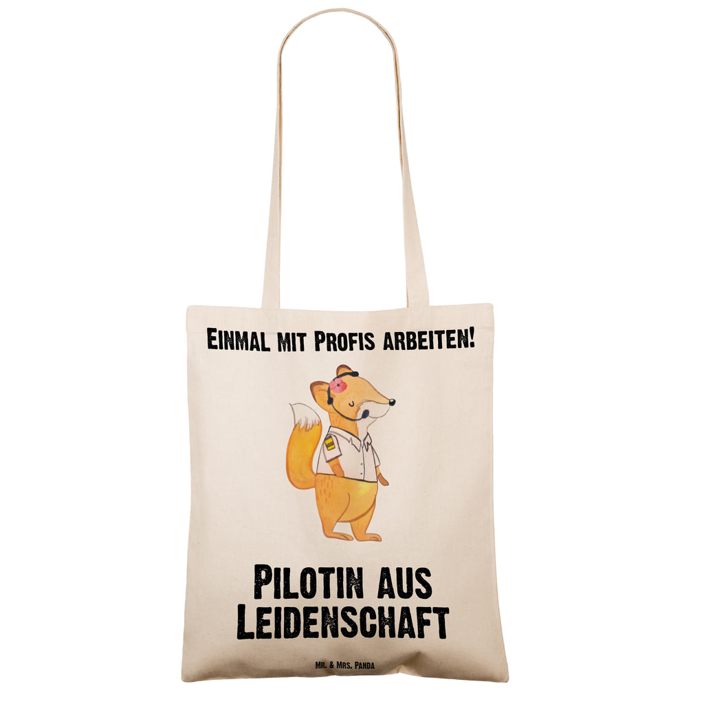 Tragetasche Pilotin aus Leidenschaft Beuteltasche, Beutel, Einkaufstasche, Jutebeutel, Stoffbeutel, Beruf, Ausbildung, Jubiläum, Abschied, Rente, Kollege, Kollegin, Geschenk, Schenken, Arbeitskollege, Mitarbeiter, Firma, Danke, Dankeschön, Pilotin, Flugkapitänin, Cockpit, Flugzeug