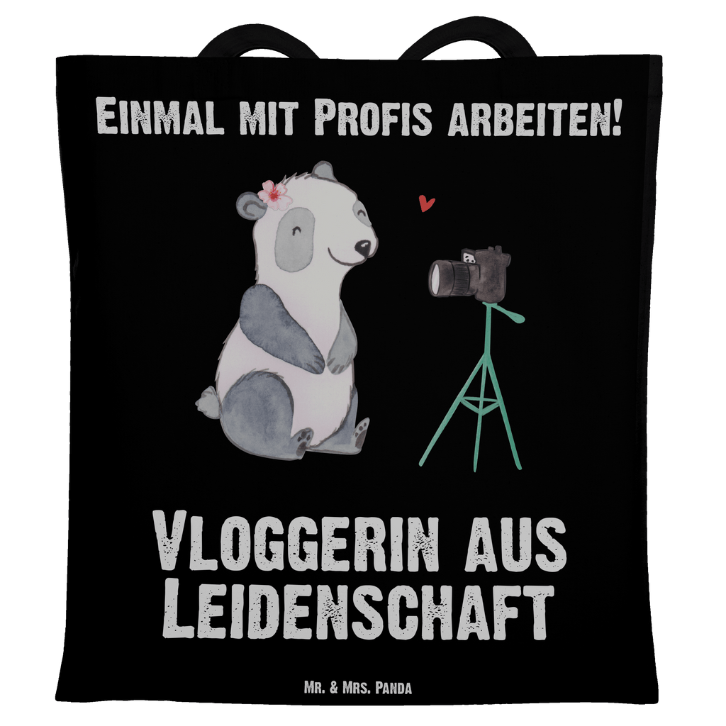 Tragetasche Vloggerin aus Leidenschaft Beuteltasche, Beutel, Einkaufstasche, Jutebeutel, Stoffbeutel, Beruf, Ausbildung, Jubiläum, Abschied, Rente, Kollege, Kollegin, Geschenk, Schenken, Arbeitskollege, Mitarbeiter, Firma, Danke, Dankeschön