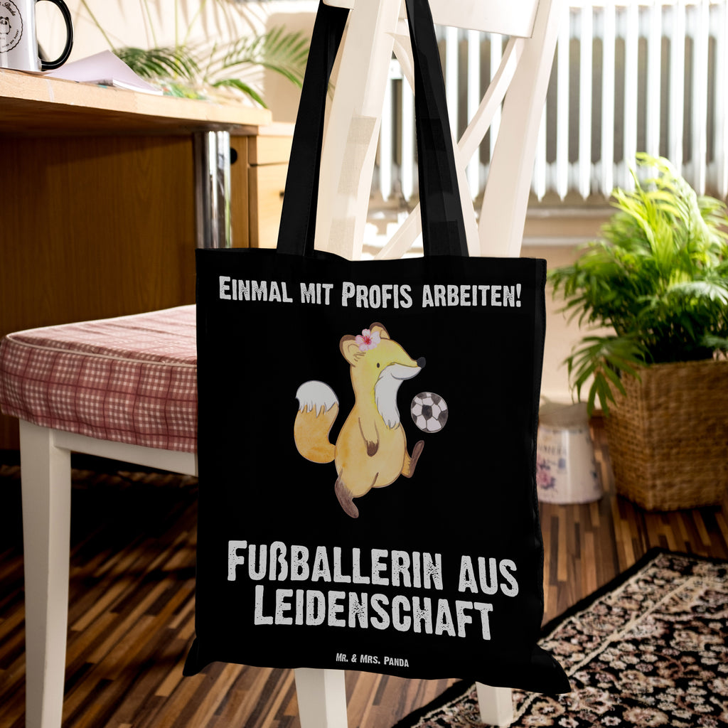 Tragetasche Fußballerin aus Leidenschaft Beuteltasche, Beutel, Einkaufstasche, Jutebeutel, Stoffbeutel, Beruf, Ausbildung, Jubiläum, Abschied, Rente, Kollege, Kollegin, Geschenk, Schenken, Arbeitskollege, Mitarbeiter, Firma, Danke, Dankeschön, Fußballerin, Fußballspielerin, Profi Fußballerin, Fußballspiel, Glücksbringer