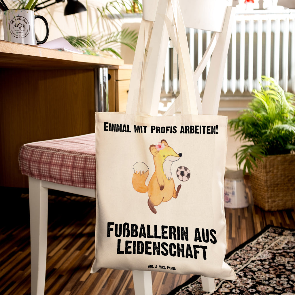 Tragetasche Fußballerin aus Leidenschaft Beuteltasche, Beutel, Einkaufstasche, Jutebeutel, Stoffbeutel, Beruf, Ausbildung, Jubiläum, Abschied, Rente, Kollege, Kollegin, Geschenk, Schenken, Arbeitskollege, Mitarbeiter, Firma, Danke, Dankeschön, Fußballerin, Fußballspielerin, Profi Fußballerin, Fußballspiel, Glücksbringer
