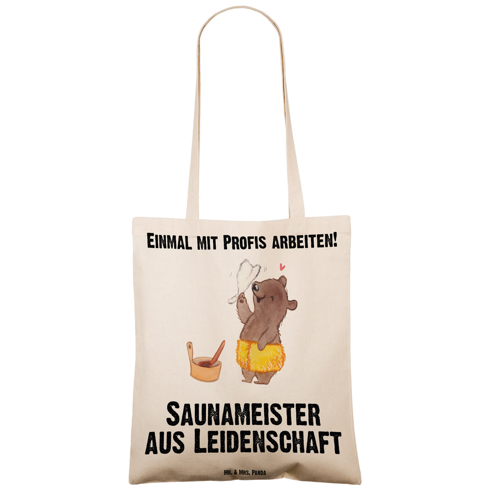 Tragetasche Saunameister aus Leidenschaft Beuteltasche, Beutel, Einkaufstasche, Jutebeutel, Stoffbeutel, Beruf, Ausbildung, Jubiläum, Abschied, Rente, Kollege, Kollegin, Geschenk, Schenken, Arbeitskollege, Mitarbeiter, Firma, Danke, Dankeschön