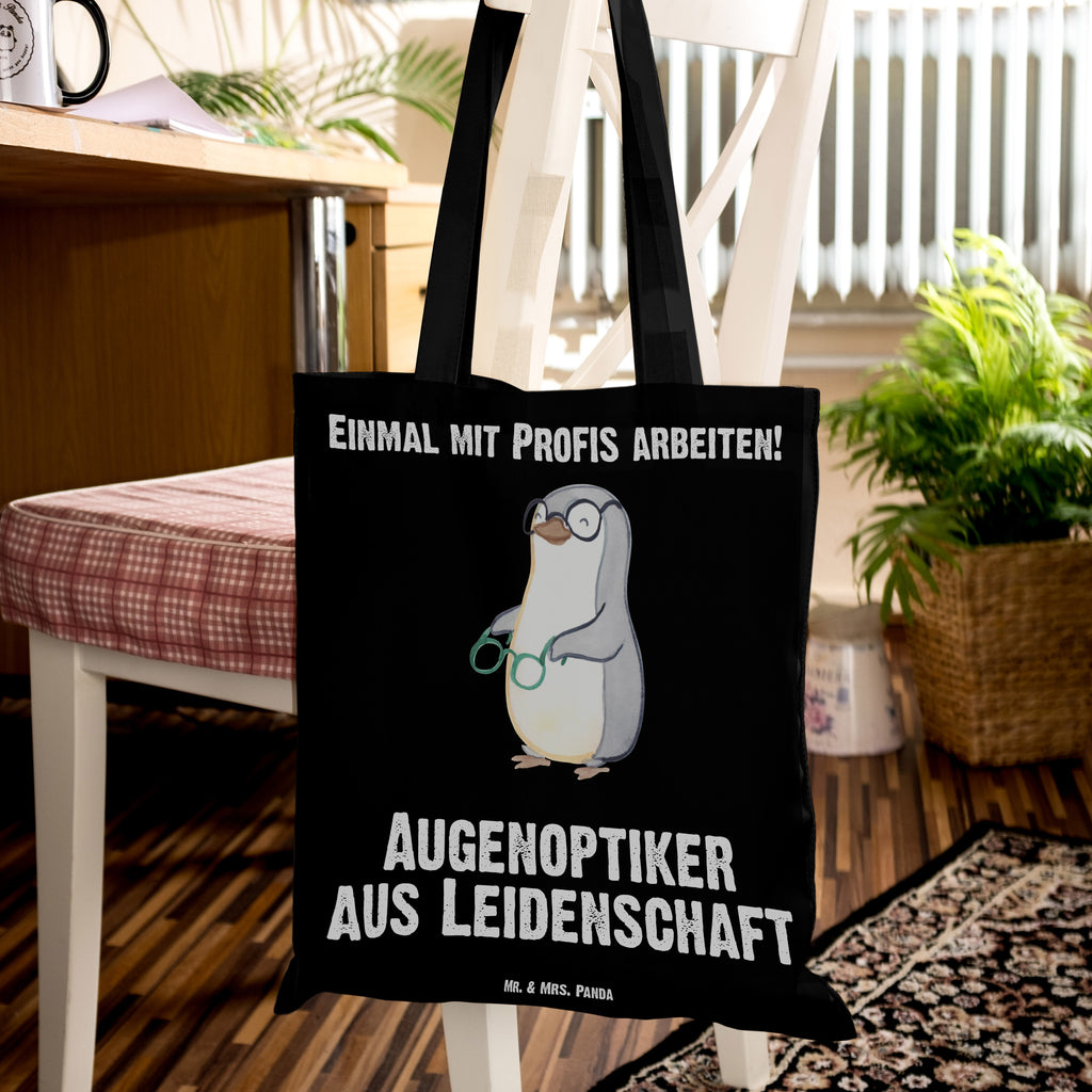 Tragetasche Augenoptiker aus Leidenschaft Beuteltasche, Beutel, Einkaufstasche, Jutebeutel, Stoffbeutel, Beruf, Ausbildung, Jubiläum, Abschied, Rente, Kollege, Kollegin, Geschenk, Schenken, Arbeitskollege, Mitarbeiter, Firma, Danke, Dankeschön, Augenoptiker, Optiker, Augenarzt, Optometrist, Brillenverkäufer, Brillengeschäft, Eröffnung